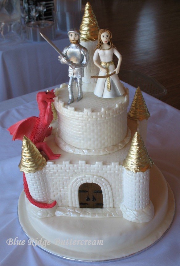 Castle Cake with Dragon, Knight, and Princess